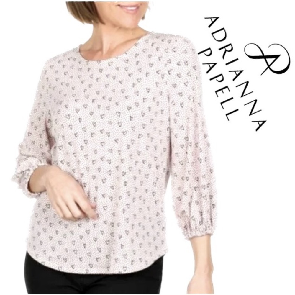 ADRIANNA PAPELL Pink Heart Keyhole Back Valentine Women’s Top Size XL